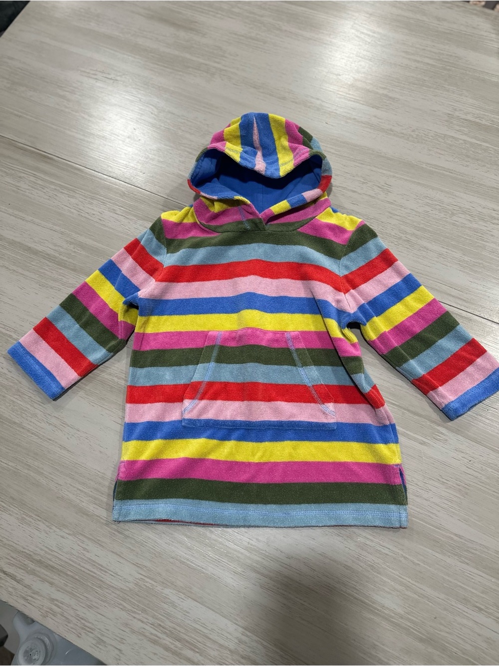 Mini Boden Size 3-4 Kids Terry Cloth Beach Towel Rainbow Striped Swim Cover-up